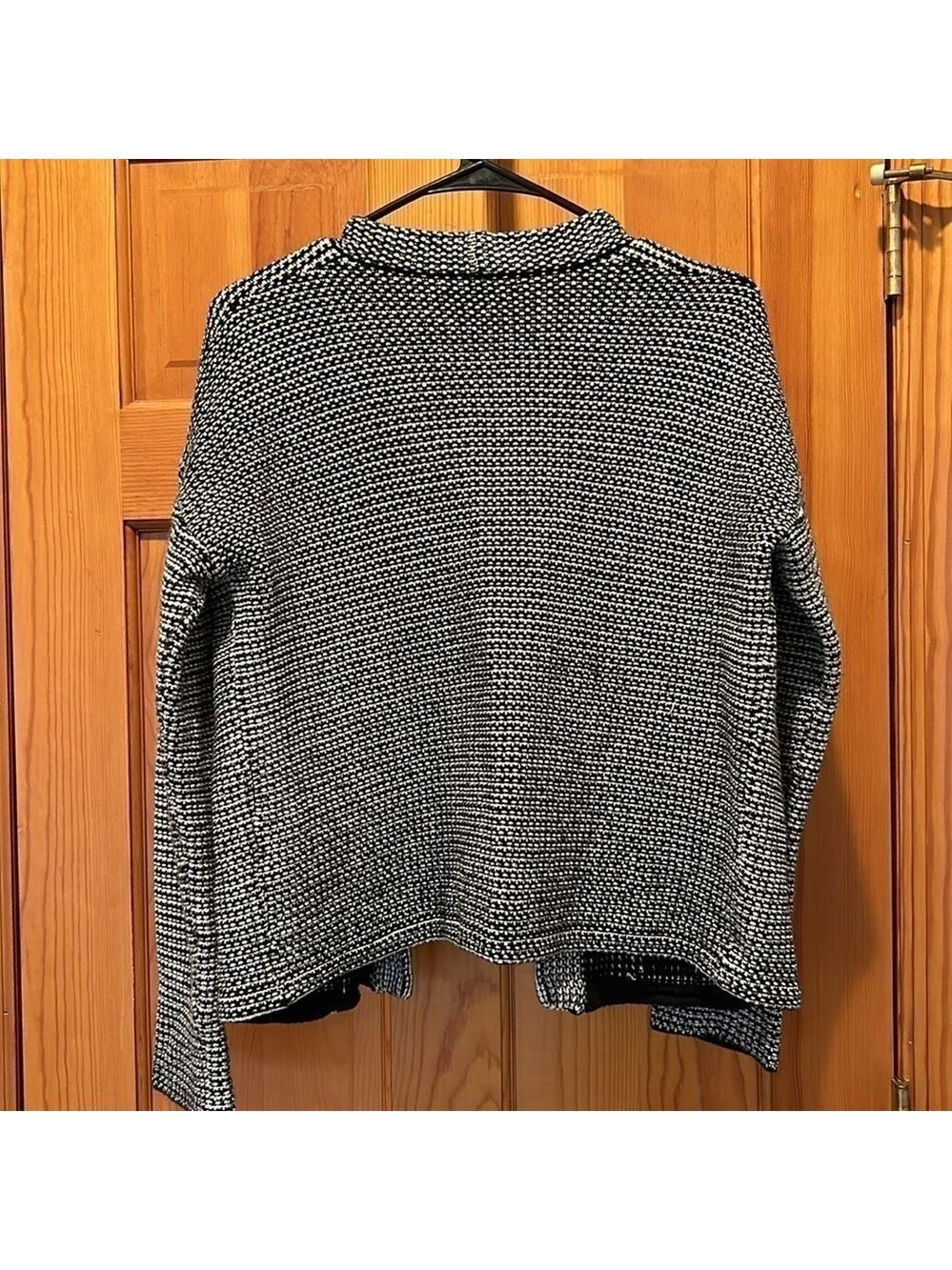 Madewell Black and White Knit Cocoon Open Front Cardigan Size XS - Picture 4 of 6